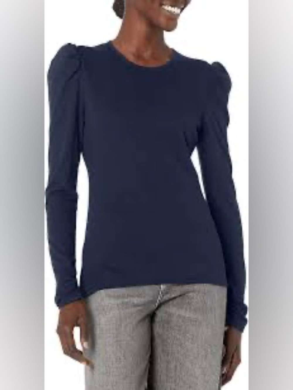 NWT Rebecca Taylor Women’s Navy Ruched Long Puff Sleeve Top Size X-Small